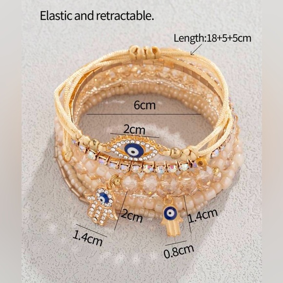 Set of 6 Evil Eye Bracelet Set NWT - Picture 4 of 4